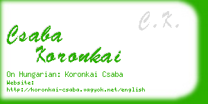 csaba koronkai business card